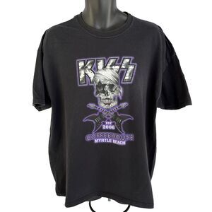 Vintage Kiss T-Shirt XL Coffee House Myrtle Beach Rock Skull Guitar‎ Rare READ
